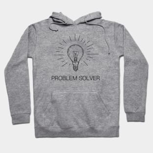 Problem Solver, Light Bulb, Black Text Hoodie